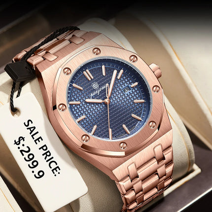 PAAZOMU Luxury Watches For Men Stainless Steel Waterproof Luminous Man Watch Date Week Fashion Casual Men's Quartz Watch Reloj
