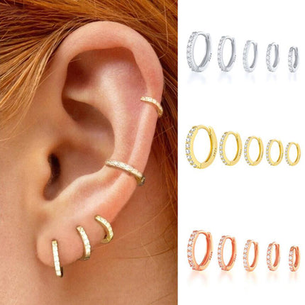 1Pair Huggie Hoop Earrings for Women Girl Zirconia Small Cubic Zirconia Cartilage Hoop Earrings Thin Tragus Ear Piercing Jewelry