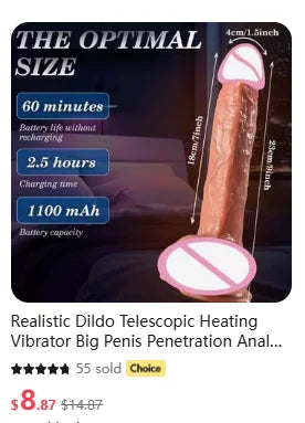 Realistic Huge Dildo Vibration For Female Masturbation Telescopic Penis Penetration Anal Vibrator Big Dick Sexy Adult Sex Toys
