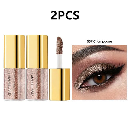 Pearly Liquid Eyeshadow Makeup Natural Smokey Silver Shimmer Glitter Diamond Shadows for Eyelids Waterproof Beauty Highlighter