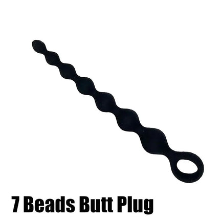 7 Beads Silicone Butt Plug, Reusable Anal Training Kit for Beginners Sex Toys