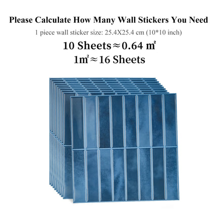 10 PCS Waterproof and Anti-oil Stick-On Tiles,Trendy Peel-and-Stick Wall Tiles for kitchen backsplash/children's room/home decor