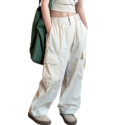 Soft and Comfortable Children Girls Loose-Fit Mosquito-Proof Pants Cargo Pants Multiple Pockets Fun and Functionality Kids Pants