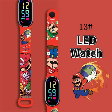 Mario Bros Children's Watches Action Figures Luigi Princess Peach Yoshi Bowser kids Sport Wristband Waterproof Digit