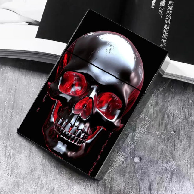 Scary Style 8mm Plastic Cigarette Box 20-Cigarette Capacity Ghost Skull Cigarette Case Halloween Decoration Smoking Tools