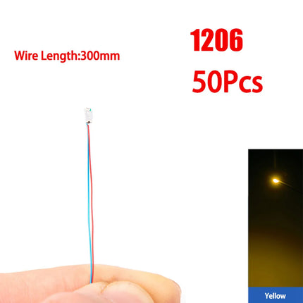 50pcs/bag 0402 0603 0805 1206 SMD Lamp Wired Micro Litz Led Pre-Soldered Chip Wired 30cm 3V DIY Railway Models Scenes Toy Light