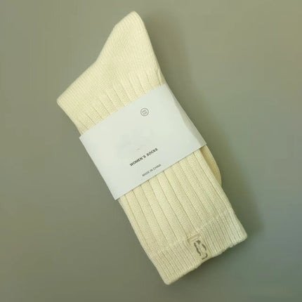 UG Cashmere Autumn Winter Thick High Tube Socks Breathable Moisture Wicking Warm Cotton Couple Socks Double Needle Casual Socks