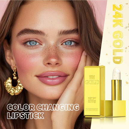 Color Changing Lipstick 2 in 1 Lip Blush Balm 24K Gold Long Lasting Moisturizing Nourishing Lips Plumper Deep Hydration Care