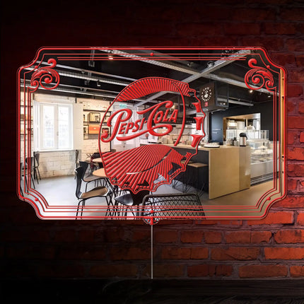 Pepsi Cola RGB LED Neon Sign with Elegant Mirror Backing