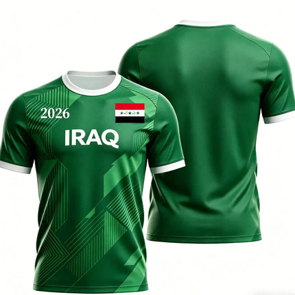 Iraq Style 2026 Special Fan Jersey, Green Flag Print Soccer Shirt, Lightweight Breathable Sports Top for Men, Fans & Collectors