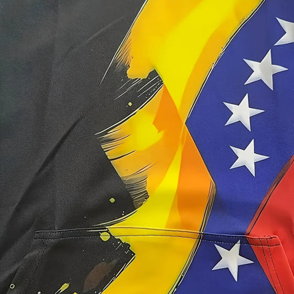 The new men's hoodie for the autumn of 2025 features a casual and fashionable 3D national flag print on the street