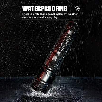 Ultra Bright LED Flashlight Type-C Rechargeable 3 Modes Long Range Zoom Tactical Torch Outdoor Emergency Camping Fishing Lantern