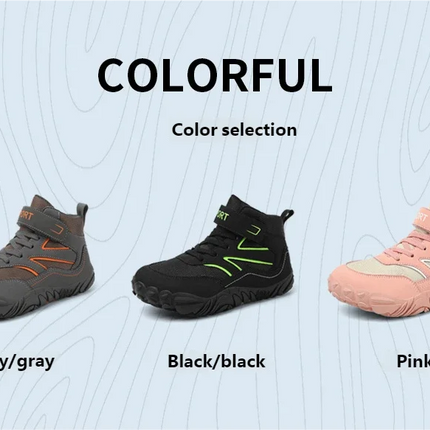 Wide-toe Kid Barefoot Boots Autumn Winter Waterproof Children Hiking Shoes Girls Boys Non-Slip Athletic Walk Trekking Sneakers