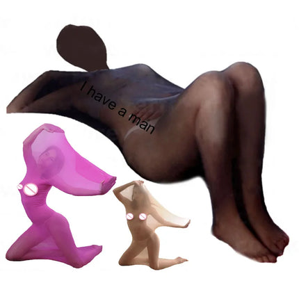 Bodystocking Bodyhose Pantyhose Bodysuit, Transparent BDSM Sexy Lingerie,Full Body Stocking Sack Encasement