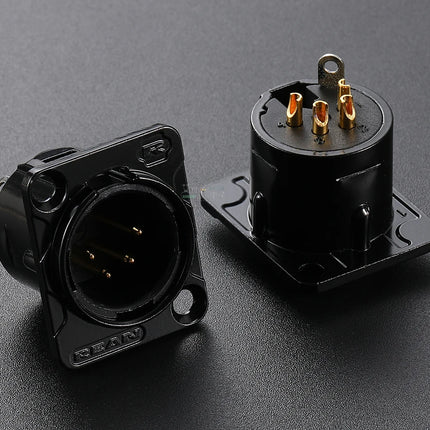 HF XLR Gold plated 4 Pin Male Female Panel  Audio Microphone Jack  Socket Connector D-type Mount Amplifier Receptacle YS1464BG