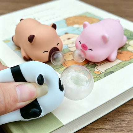 Cute Animal Bubble Squeeze Toys, Panda & Pig Slow Rebound Squishies Office Gags and Stress Relief Viral Desk Gadgets for Pranks