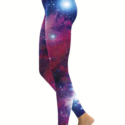 Nadanbao Women's leggings Starry Sky 3D printed slim fit high waisted leggings casual elastic leggings yoga sports pants