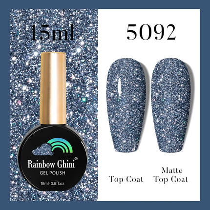 Rainbow Ghini 37Color Base Coat TPO/HEMA Free 15ml Fine Glitter Gel Polish For Manicure Nails Semipermanent Art Nail Supplies