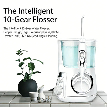 Home High-end Countertop Electric Dental Spa Water Flosser,5 Nozzles 10 Modes 800ML Tank Protect Gums