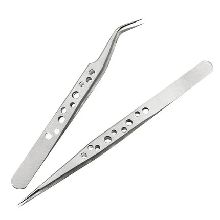 Industrial Tweezers Precision Anti-static Magnetic Soldering Stainless Steel Curved Tip Tweezers CPU IC Repair Clips Hand Tool