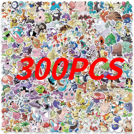 2027   50-100Pcs Pokemon Kawaii Pikachu Stickers Decoration Decals Laptop Skateboard Car Luggage Phone Waterproof Sticker Toy