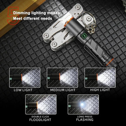 Mini Portable LED Flashlight Built-in Battery Torch With Pen Clip Tail Magnet USB Rechargeable Outdoor Camping Fishing Lantern