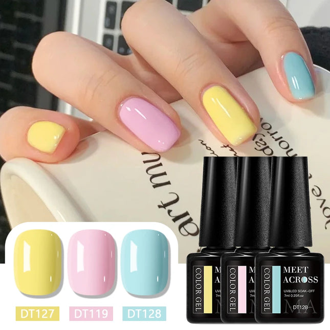 3pcs Macaron Color Gel Nail Polish Set HEMA TPO FREE Semi Permanent Soak Off UV Gel Varnish For Spring Summer Nail Supplies DIY