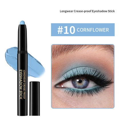 Waterproof 10 Colors Crease-proof Eyeshadow Pencil Stick Lasting Glitter Shimmer Matte Eye Shadow Highlighter Pen Eyes Makeup