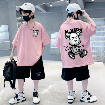 2025 Summer Kids Clothes Streetwear Print Cartoon T Shirt Short Sleeve Tops Tees Boys Girls Clothes 100%Cotton T Shirts Children