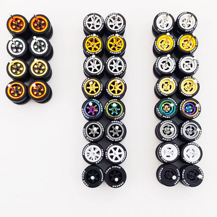 20 Sets 1/64 Wheels Rubber Tires Diameter 9.8mm 11mm 14mm 17mm for Matchbox/Domeka/HW 1:64 Diecast Alloy Car Models