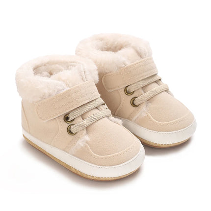HAIZHIW 0-18M NEW Winter Baby Boys Girls High Tops Sneakers Rubber Anti-Slip Sole Fleece for Warmth Infant Newborn Shoes