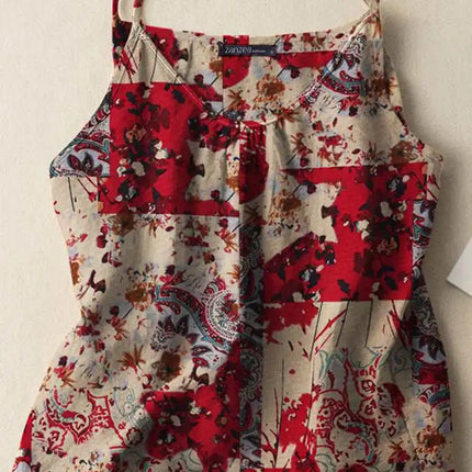 ZANZEA 2023 Summer Women Tanks Camis Cotton Sleeveless Printed Oversized Tops Baggy O-Neck Floral printed Blusas Tunic Tee