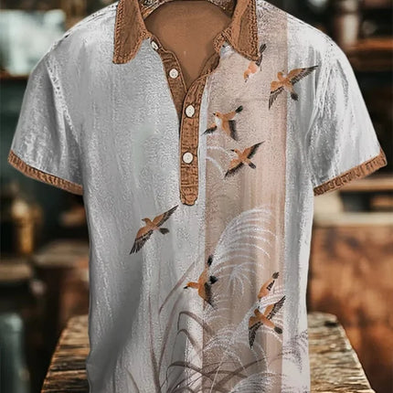 Men's polo shirt octopus print short-sleeved polo shirt summer fashion casual large size Hawaiian resort style printed top