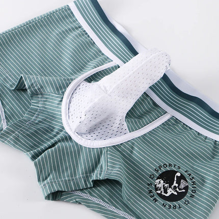 Men's Elephant Pouch Underwear Bulge Sexy Boxer Shorts Cotton Panties Striped Penis Bag Hot Men Lingeries Scrotum Separation