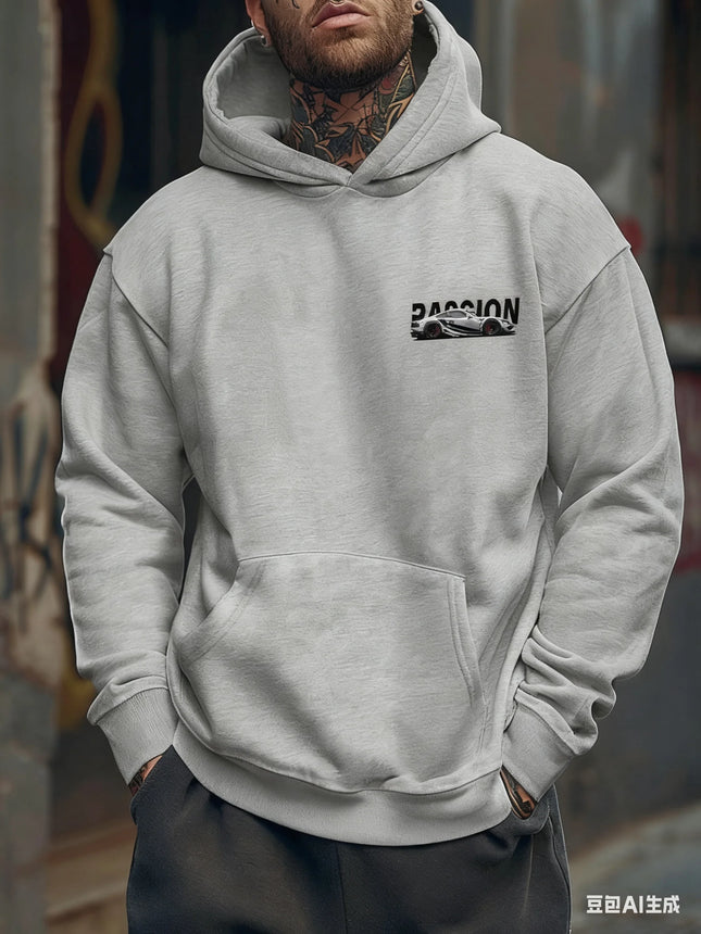 3D Car Print Men's Fashion Long Sleeve Casual Sports Hoodie Sweatshirt, Suitable For Autumn And Spring Outdoor Sports