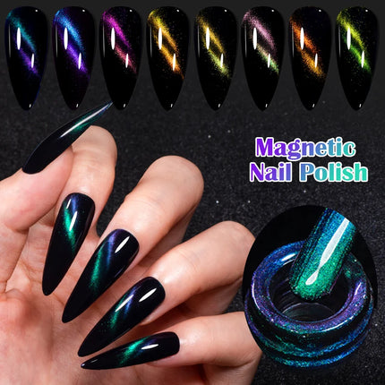 MEET ACROSS 8ml Magnetic Nail Polish Dubble Light Cat Eye Gel Nail Polish Semi-permanent Nail Polish Without Lamp Wave Polish