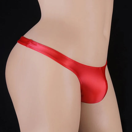 Homme Sexy Gay Sissy Panties Satin Glitter Silky Mini Tangas Jockstrap Men Bulge Pouch T-Back Underwear Bikini Thongs Lingerie