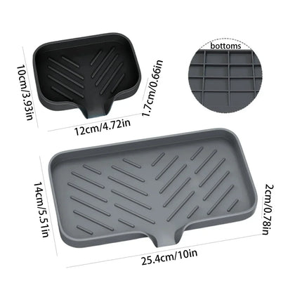 Kitchen Sink Sponge Holder Silicone Soap Dish Bar Soap Holder Self Draining Anti-slip Storage Rack Bathroom Kitchen Supplies