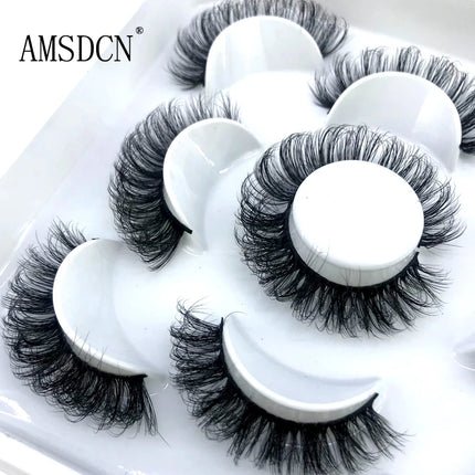 5 Pairs Fluffy Lashes 8-25mm 3D Mink Lashes Long Thick Natural False Eyelashes Wholesale Lashes Vendors Makeup Mink Eyelashes
