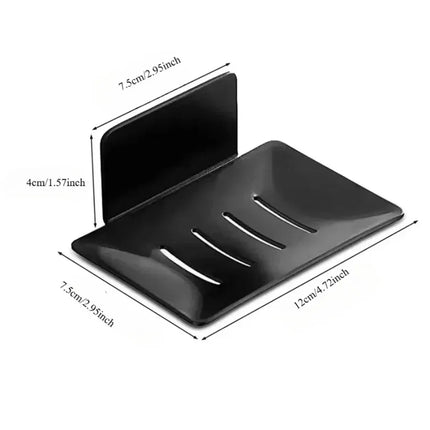 1pc  Black carbon steel soap box, non perforated wall mounted bathroom soap box, bathroom soap holder, soap storage rack