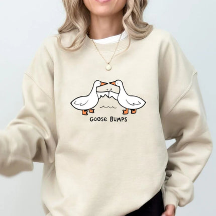 Goose Bumps Sweatshirt Funny Silly Goose Graphic Hooded Sweatshirts Harajuku Fashion Pullover Streetwear Women's Clothing