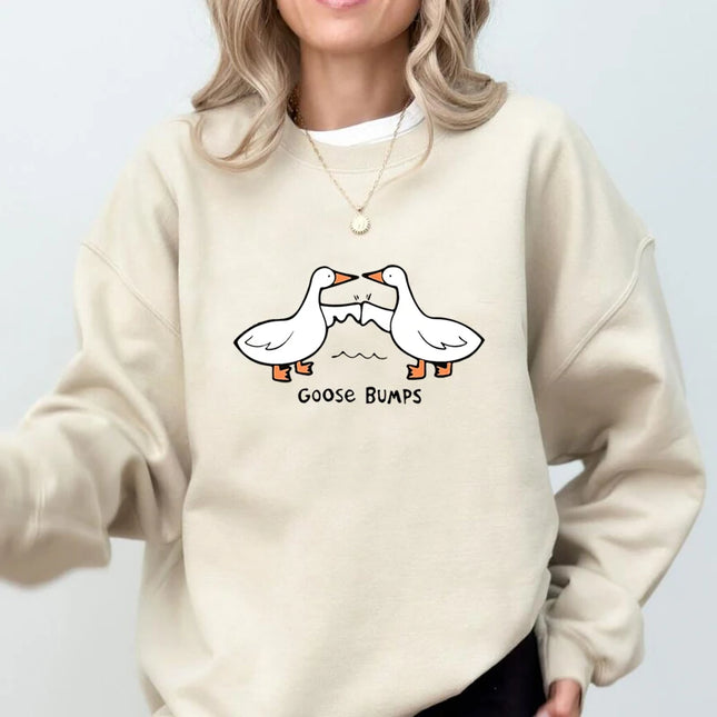 Goose Bumps Sweatshirt Funny Silly Goose Graphic Hooded Sweatshirts Harajuku Fashion Pullover Streetwear Women's Clothing