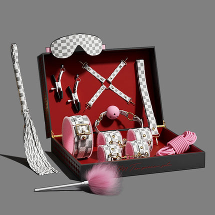 Exotic Bed Set Kits Exotic Toys Adults Games Leather Handcuffs Whip Gag Nipple Clamps Women Products