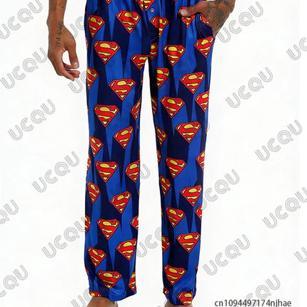 Men's Trousers Tracksuit Batman & Superman Print Tshirt+Pajamas Pant Set Couple Casual Suit Oversize Clothes 2 Piece Outfits