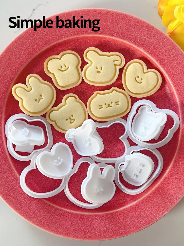 Cute Cartoon-Style Cookie Molds (Dog, Cat, Rabbit, Heart) - Baby Complementary Food Cookie Molds, Parenting Baking Tools