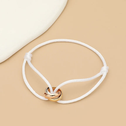 Simple Fashion Unisex Bracelet 3 Metal Round Circle Accessory Adjustable Men's Rope Bracelet for Women Jewelry Gifts
