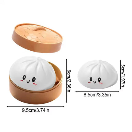 Realistic Colorful Dumpling Squishies with Bamboo Steamer, Ultra Soft and Quick Rebound, Stress Relief Toy, Venting Device