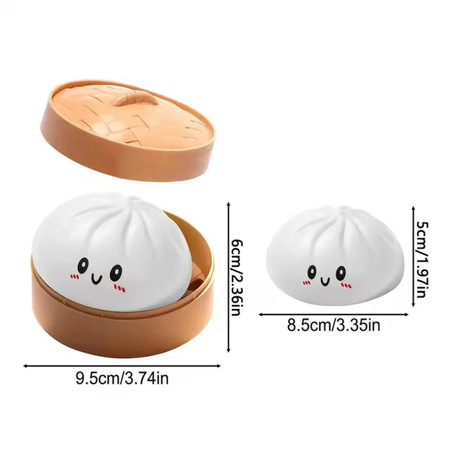 Realistic Colorful Dumpling Squishies with Bamboo Steamer, Ultra Soft and Quick Rebound, Stress Relief Toy, Venting Device