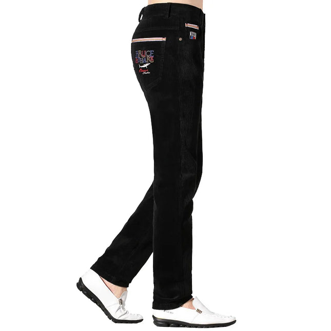 New Autumn Men's Corduroy Pants Fashion Straight Stretch Winter Trousers Heavy Cotton Men's Black Pants Korea Style Size 28-40