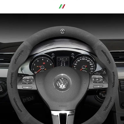 For Volkswagen Passat Golf 5 GTI Beetle Tiguan Touareg Polo T-ROC T-Cross Magotan Jeeta Car Suede Anti-Slip Steering Wheel Cover